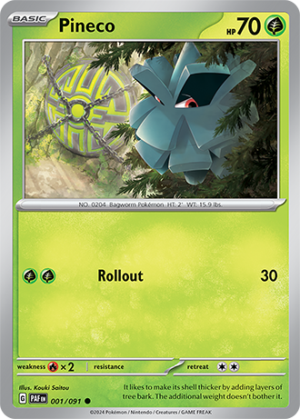 001/091 Pineco / Basic / Common (Paldean Fates) English card