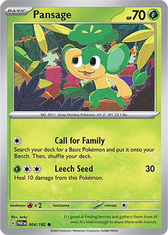 004/182 Pansage / Basic / Common (Paradox Rift) English card