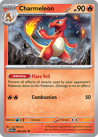 008/091 Charmeleon / Stage 1 / Uncommon (Paldean Fates) English card