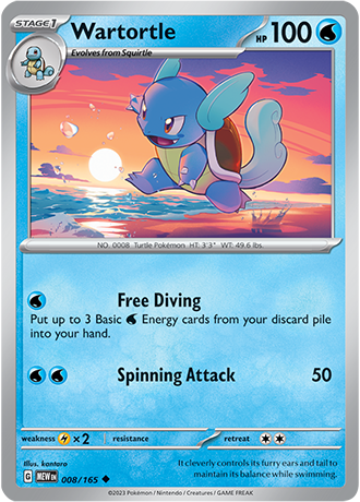 008/165 Wartortle / Stage 1 / Uncommon (Pokémon 151) English card