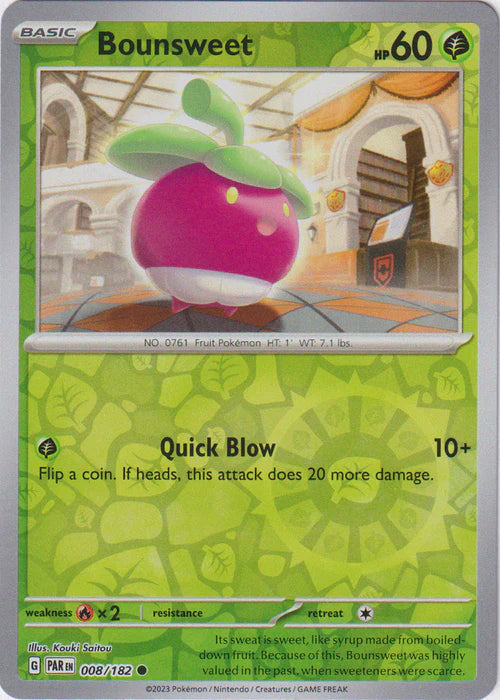 008/182 Bounsweet (Reverse Holo) / Basic / Common (Paradox Rift) English card