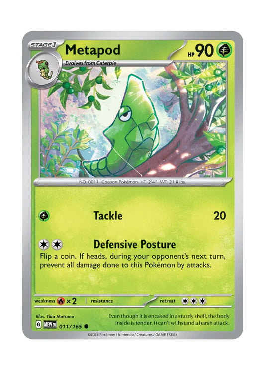 011/165 Metapod / Stage 1 / Common (Pokémon 151) English card