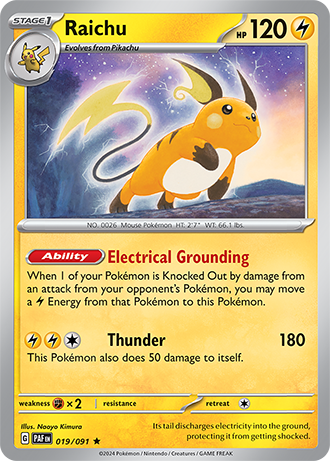 019/091 Raichu / Stage 1 / Rare/Holo (Paldean Fates) English card