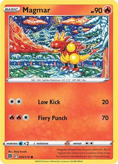 019/172 Magmar / Basic / Common (Brilliant Stars) English card