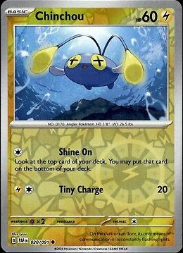 020/091 Chinchou (Reverse Holo) / Basic / Common (Paldean Fates) English card