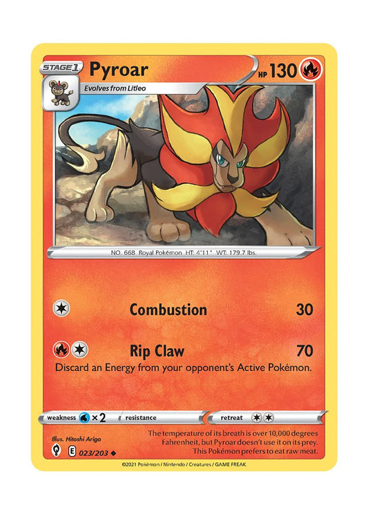 023/203 Pyroar / Stage 1 / Uncommon (Evolving Skies) English card