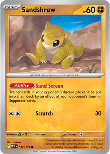 027/165 Sandshrew / Basic / Common (Pokémon 151) English card