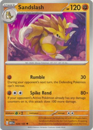 028/165 Sandslash / Stage 1 / Uncommon (Pokémon 151) English card