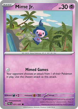 031/091 Mime Jr. / Basic / Common (Paldean Fates) English card