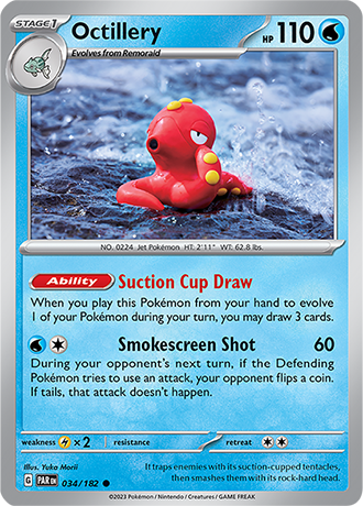 034/182 Octillery / Stage 1 / Common (Paradox Rift) English card.