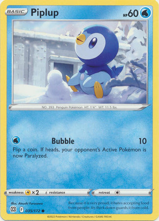 035/172 Piplup / Basic / Common (Brilliant Stars) English card