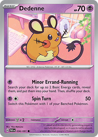 036/091 Dedenne / Basic / Common (Paldean Fates) English card