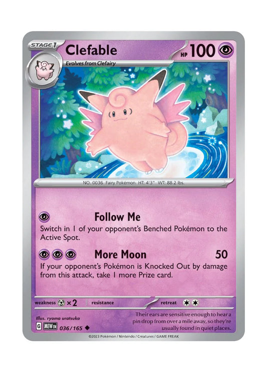 036/165 Clefable / Stage 1 / Uncommon (Pokémon 151) English card