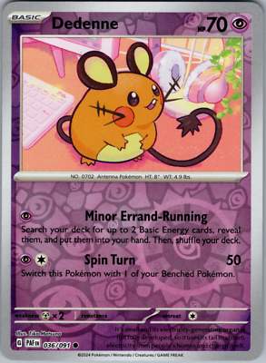 036/091 Dedenne (Reverse Holo) / Basic / Common (Paldean Fates) English card