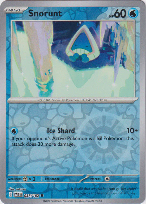 037/182 Snorunt (Reverse Holo) / Basic / Common (Paradox Rift) English card