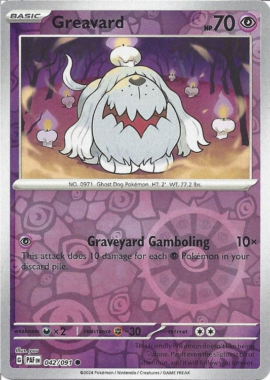 042/091 Greavard (Reverse Holo) / Basic / Common (Paldean Fates) English card