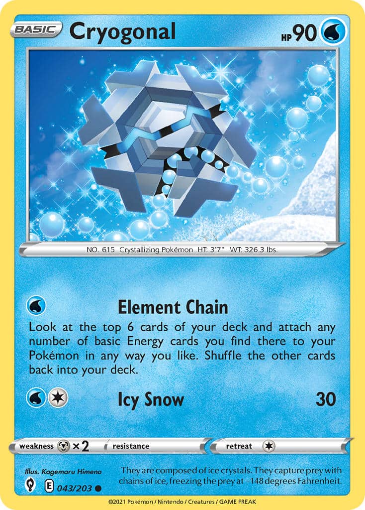 043/203 Cryogonal / Basic / Common (Evolving Skies) English card