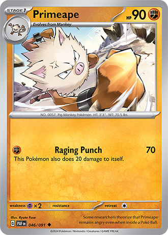 046/091 Primeape / Stage 1 / Uncommon (Paldean Fates) English card