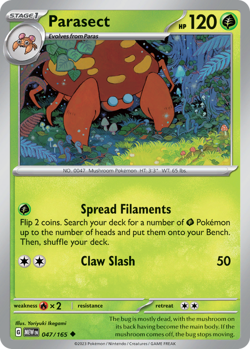 047/165 Parasect / Stage 1 / Uncommon (Pokémon 151) English card