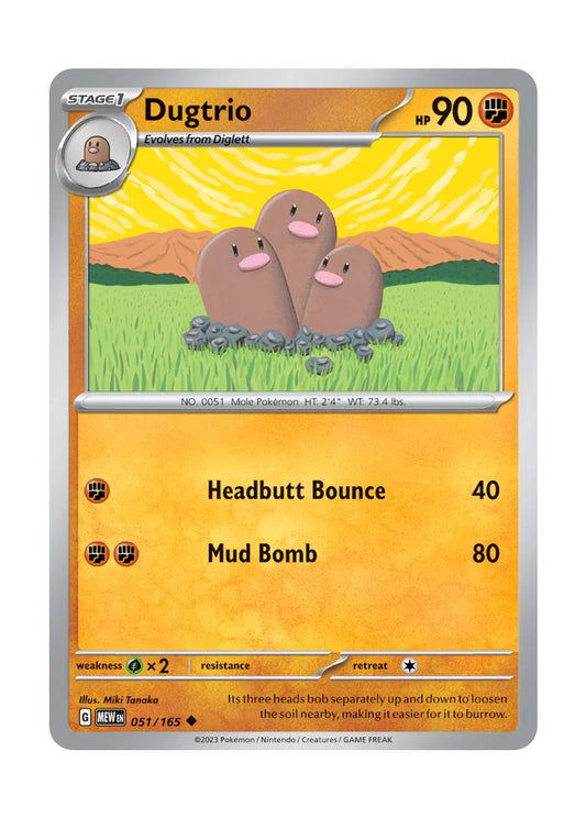 051/165 Dugtrio / Stage 1 / Uncommon (Pokémon 151) English card