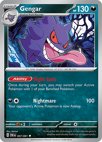 057/091 Gengar / Stage 2 / Uncommon (Paldean Fates) English card