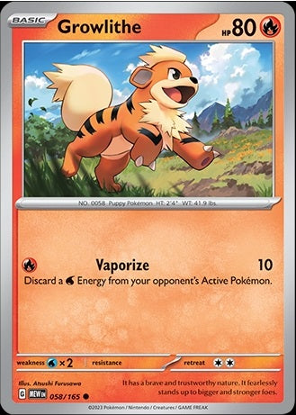 058/165 Growlithe / Basic / Common (Pokémon 151) English card