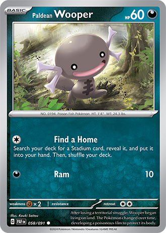 058/091 Paldean Wooper / Basic / Common (Paldean Fates) English card