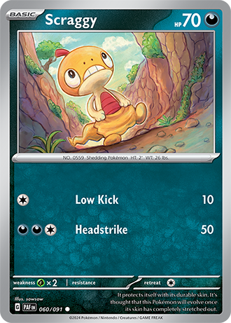 060/091 Scraggy / Basic / Common (Paldean Fates) English card