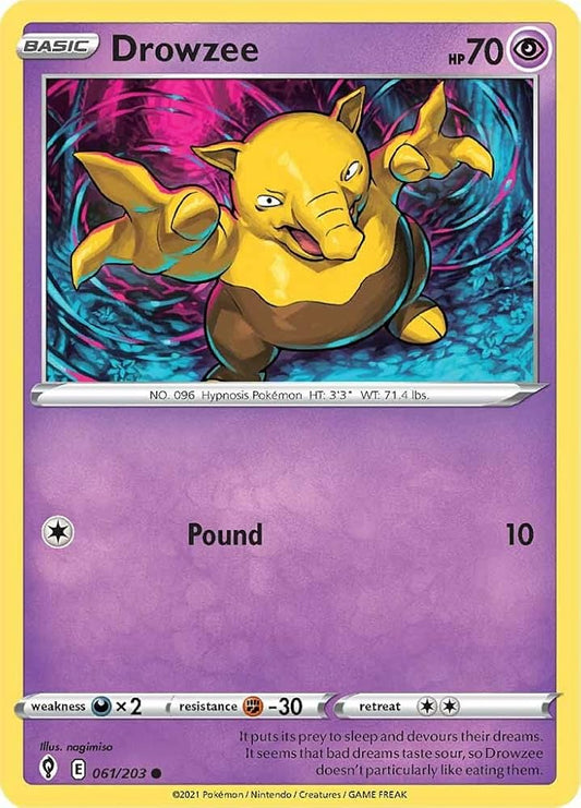 061/203 Drowzee / Basic / Common (Evolving Skies) English card