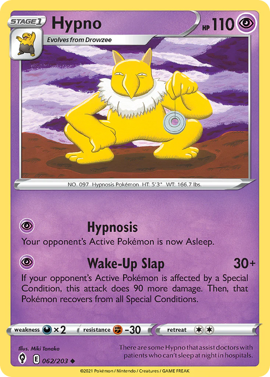 062/203 Hypno / Stage 1 / Uncommon (Evolving Skies) English card