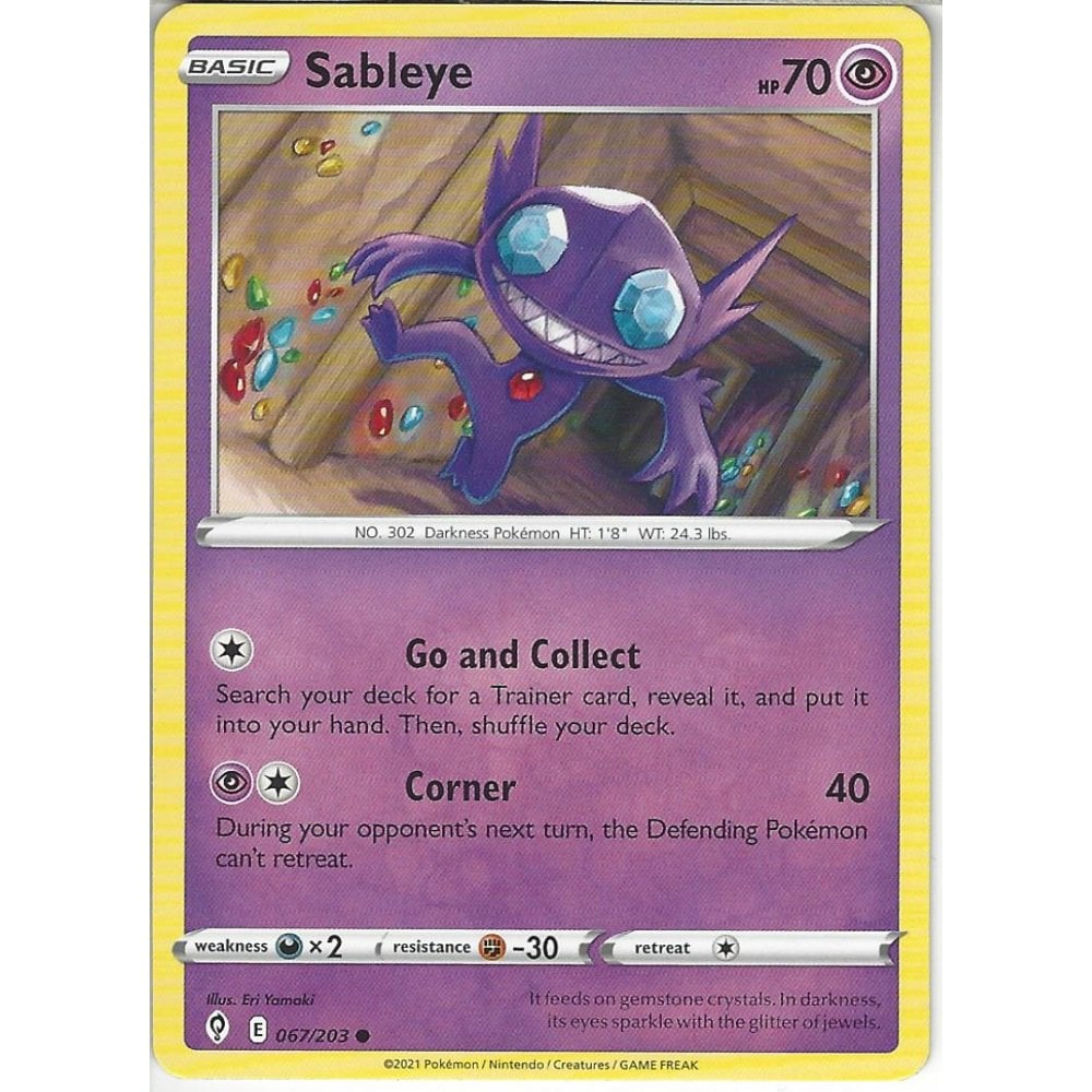 067/203 Sableye / Basic / Common (Evolving Skies) English card