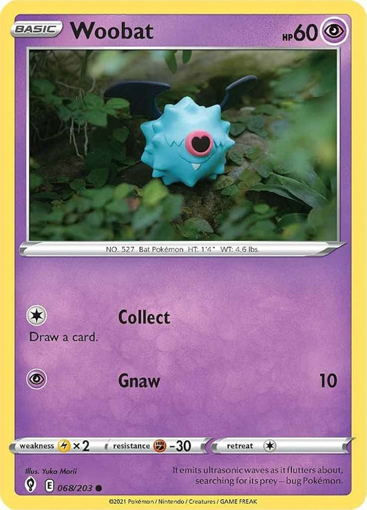 068/203 Woobat / Basic / Common (Evolving Skies) English card