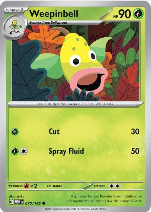 070/165 Weepinbell / Stage 1 / Common (Pokémon 151) English card