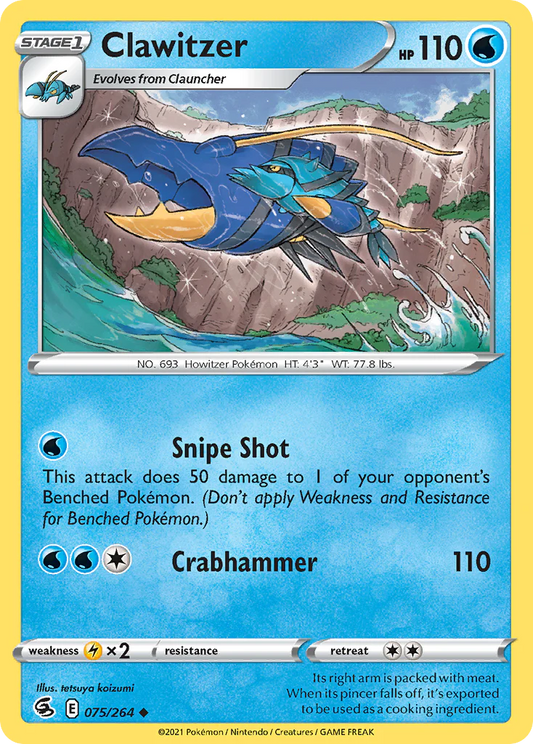 075/264 Clawitzer / Stage 1 / Uncommon (Fusion Strike) English card