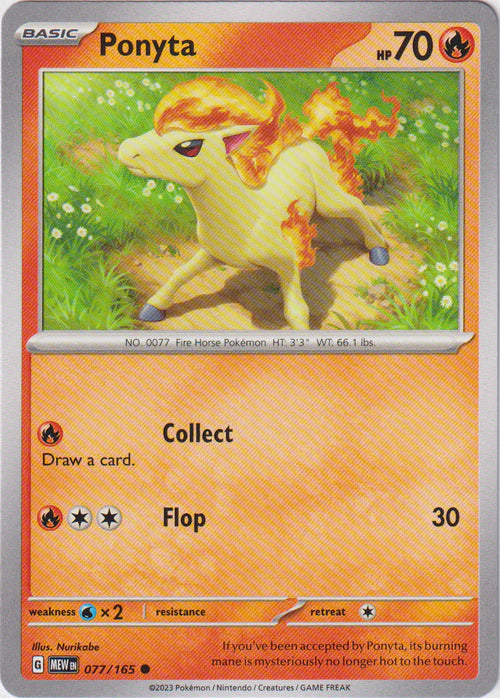 077/165 Ponyta / Basic / Common (Pokémon 151) English card