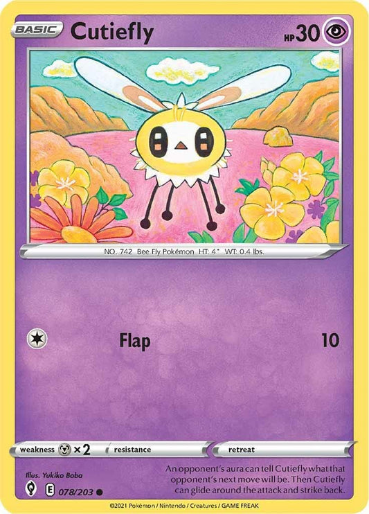 078/203 Cutiefly / Basic / Common (Evolving Skies) English card