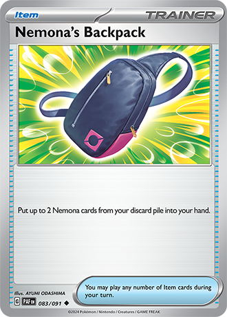 083/091 Nemona's Backpack / Item / Uncommon (Paldean Fates) English card