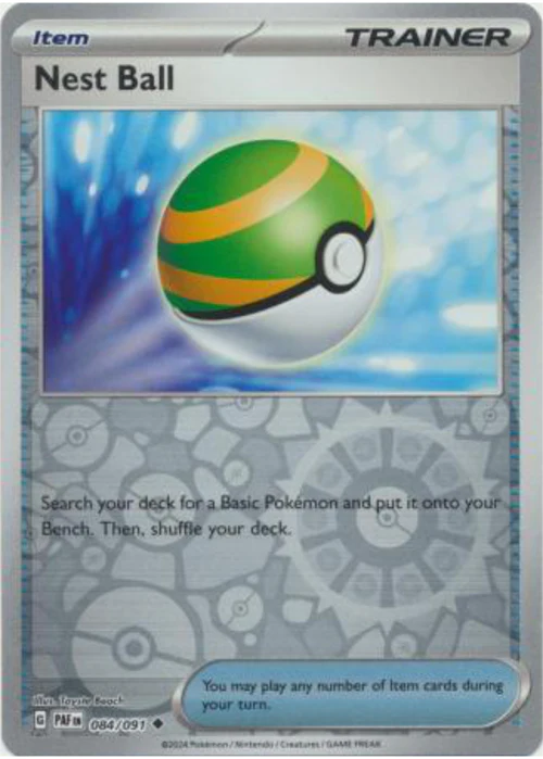 084/091 Nest Ball (Reverse Holo) / Item / Uncommon (Paldean Fates) English card