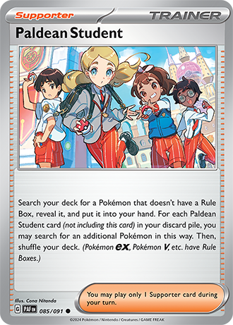 085/091 Paldean Student / Supporter / Common (Paldean Fates) English card