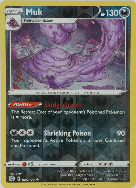 085/172 Muk (Reverse Holo) / Stage 1 / Rare (Brilliant Stars) English card