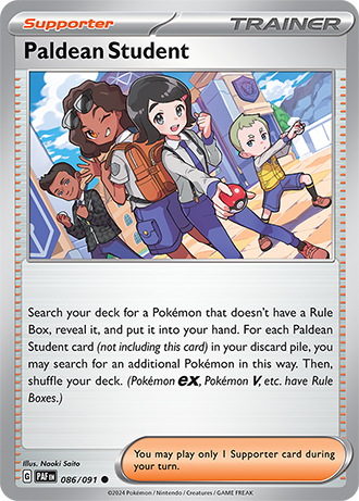 086/091 Paldean Student / Supporter / Common (Paldean Fates) English card