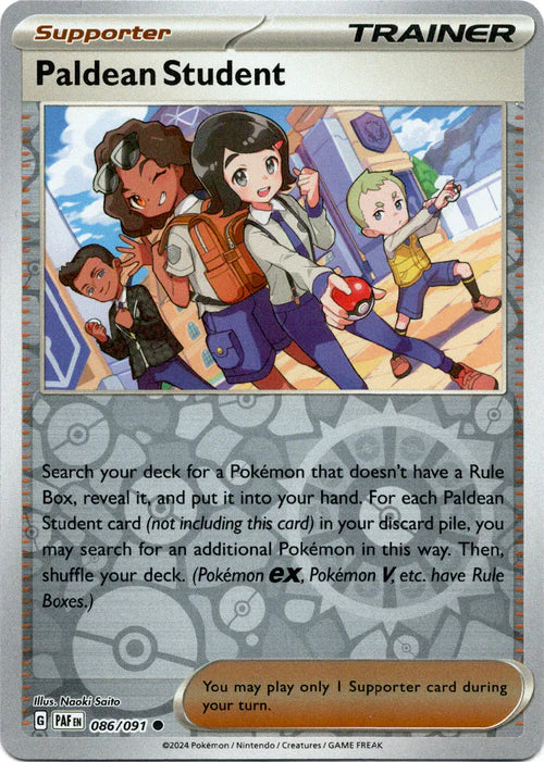 086/091 Paldean Student (Reverse Holo) / Supporter / Common (Paldean Fates) English card