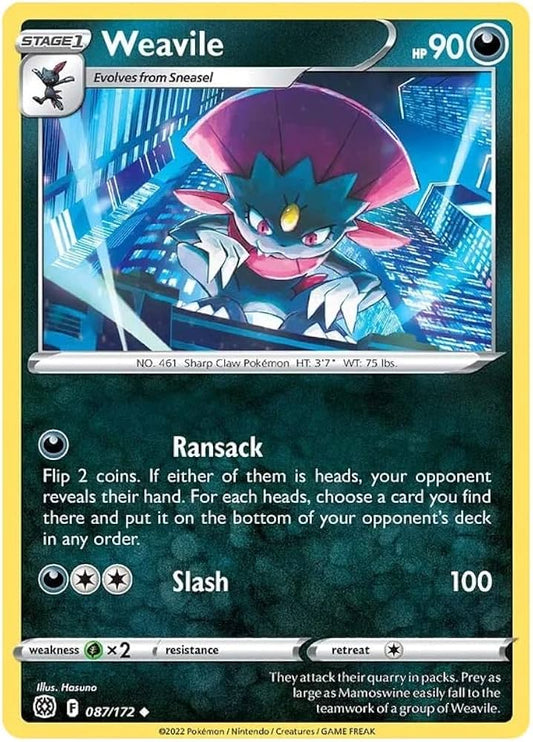 087/172 Weavile / Stage 1 / Uncommon (Brilliant Stars) English card