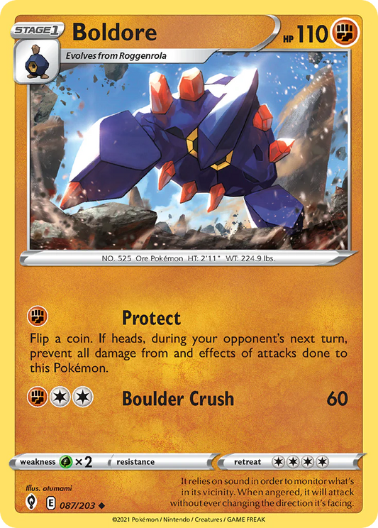 087/203 Boldore / Stage 1 / Uncommon (Evolving Skies) English card