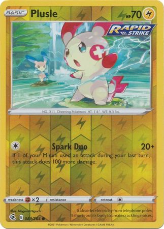 089/264 Plusle (Reverse Holo) / Basic / Common (Fusion Strike) English card