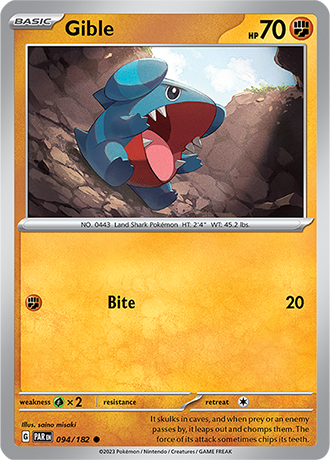 094/182 Gible / Basic / Common (Paradox Rift) English card