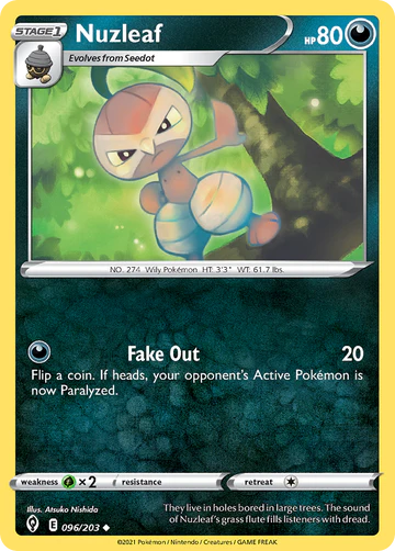 096/203 Nuzleaf / Stage 1 / Uncommon (Evolving Skies) English card