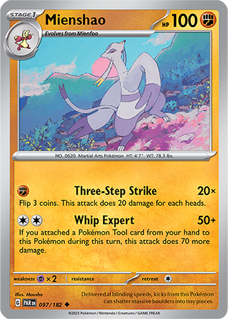 097/182 Mienshao / Stage 1 / Uncommon (Paradox Rift) English card