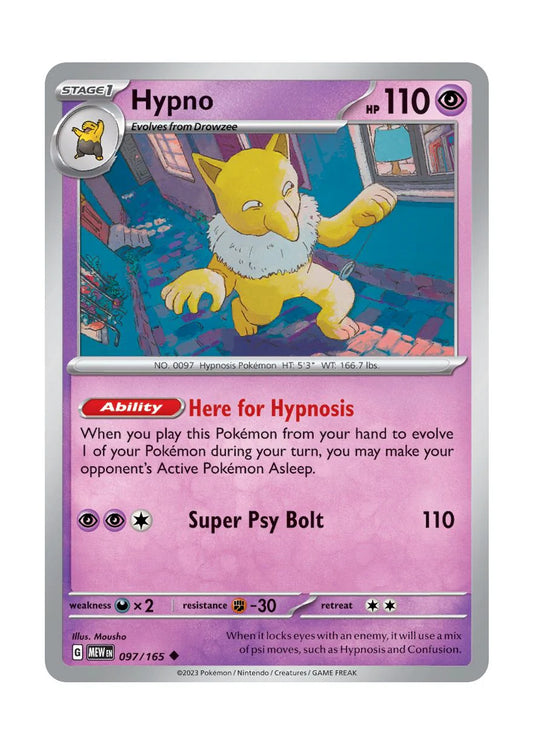 097/165 Hypno / Stage 1 / Uncommon (Pokémon 151) English card