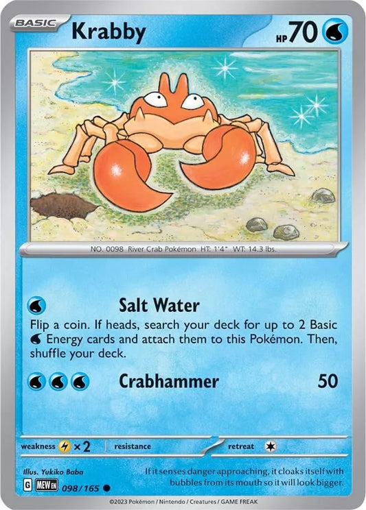 098/165 Krabby / Basic / Common (Pokémon 151) English card